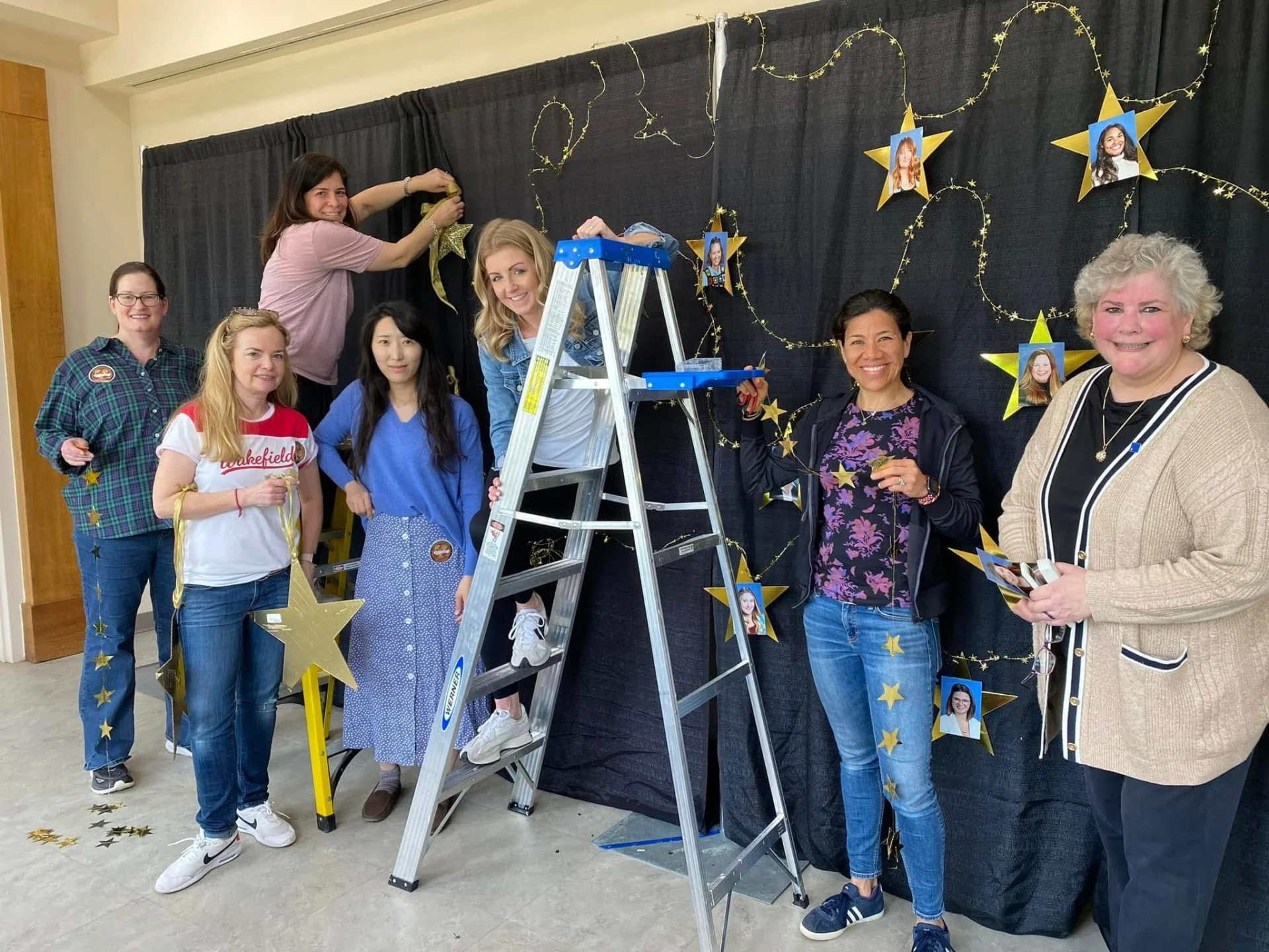volunteers setting up for Teacher Appreciation Week